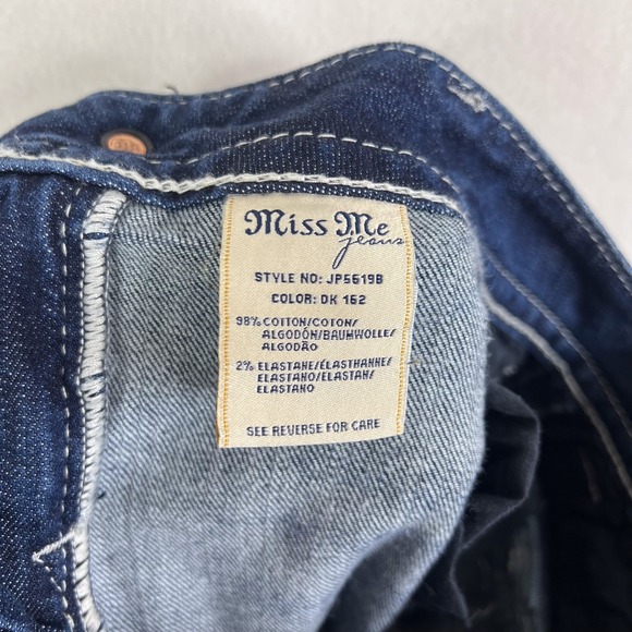 Miss Me Dark Wash Sequin Flap Pockets Low Rise Bootcut Jeans Size 31 - Picture 11 of 15